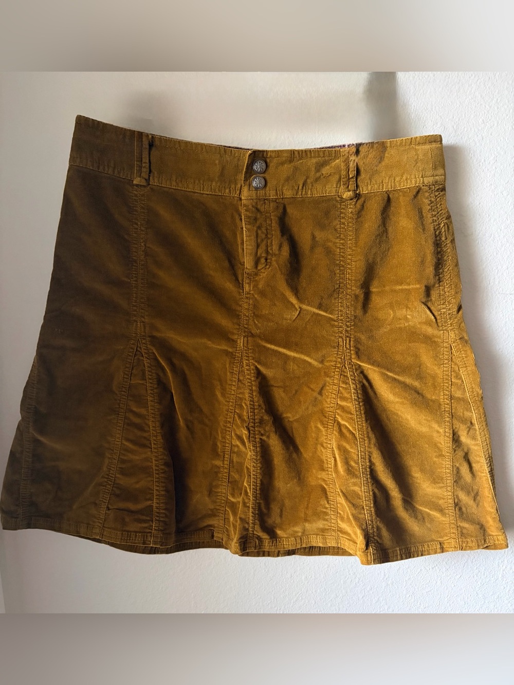 Athleta Corduroy Flared Skort in Mustard Gold Size 10